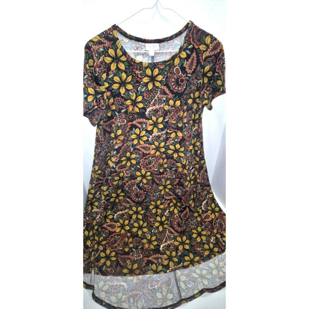 Size Small LuLaRoe floral / paisley Carly Swing Dress w/ high-low hem & pockets